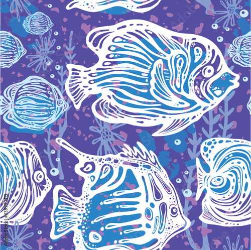 Seamless fashion pattern on a marine theme
