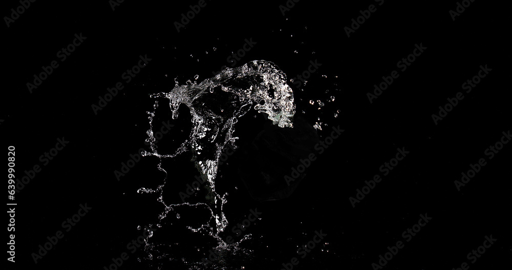 Water Bouncing and Splashing on Black Background