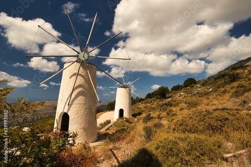 Two Windmills on Crete Grece - sunny day