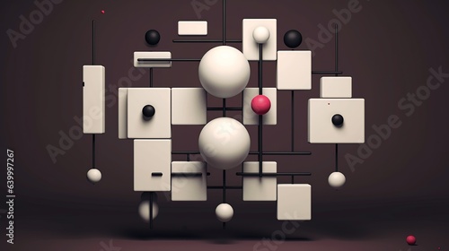 Wallpaper Mural Geometric art installation with a spheres. Creative and playful space that stimulates productivity with colourful accents. Illustration for brochure, poster, presentation or banner. Torontodigital.ca