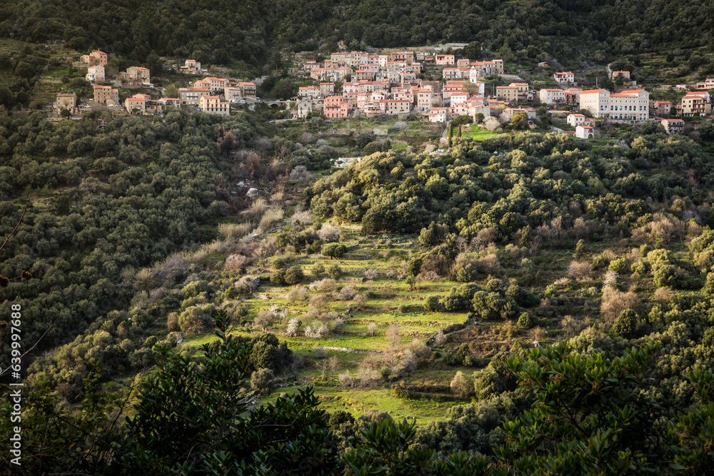 Traditional buildings of Ota village in Corsica