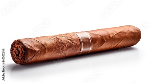 One cuban cigar placed on a white background. Created using Generative AI technology.