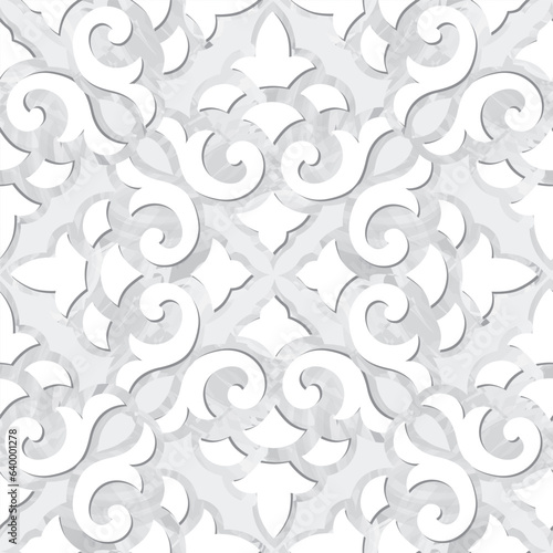 Abstract floral seamless pattern. Mosaic floral ornamental background. Flourish tile ornament in classical european medieval style with Good for fabric, textile, wallpaper or interior background desig