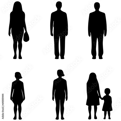 Vector illustration silhouettes of family on a white background
