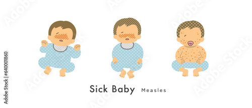 Stock Illustration: Sick baby _Measles