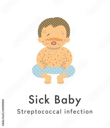Stock Illustration: Sick baby _Streptococcal infection