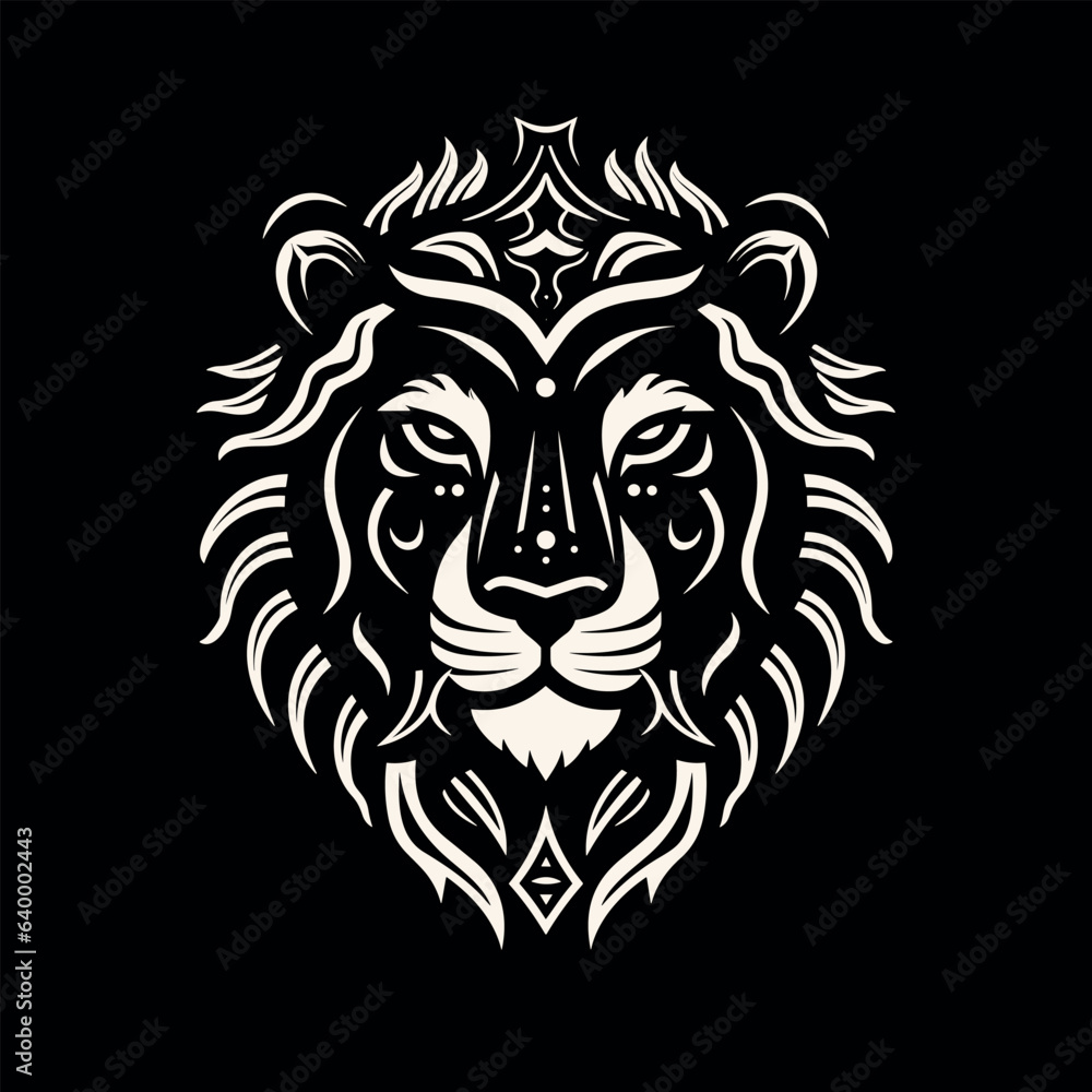 Logo Vector Lion Illustration on Dark Background