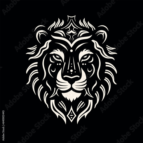 Fototapeta Naklejka Na Ścianę i Meble -  Logo Vector Lion Illustration on Dark Background