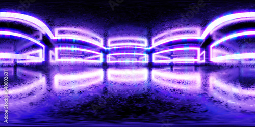 3D Illustration; Computer-generated imagery;  CGI modeling; HDRI; 360º view panoramic; lighting room interior studio Neon Colored Blue and Pink Light Reflectors