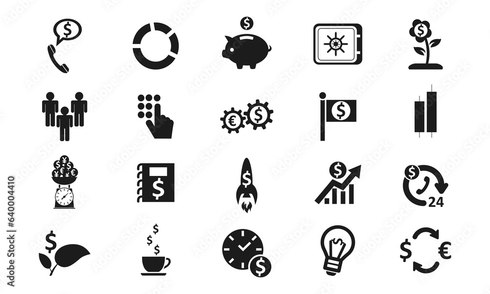 businees and finance set icon. solid glyph style icon businees and finance set icon. solid glyph style icon