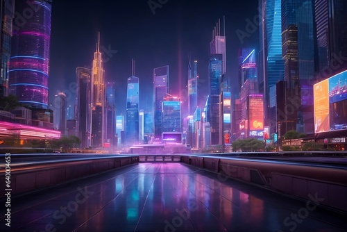 Futuristic Neon City  5 Generative AI