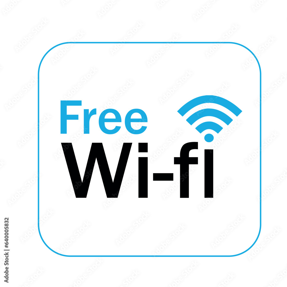 Free Wifi Signal. Minimalist informative art on a white background composed of details in blue and black with great contrast. Free Wifi Signal. Minimalist informative art on a white background composed of details in blue and black with great contrast.