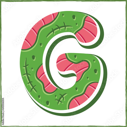 Halloween English Alphabet letter G Zombie theme drawing