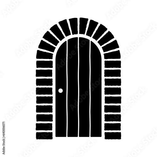 Door icon. Black silhouette. Vertical front view. Vector simple flat graphic illustration. Isolated object on a white background. Isolate.