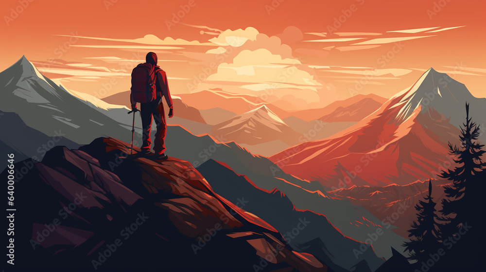 Fototapeta premium a man in the mountains