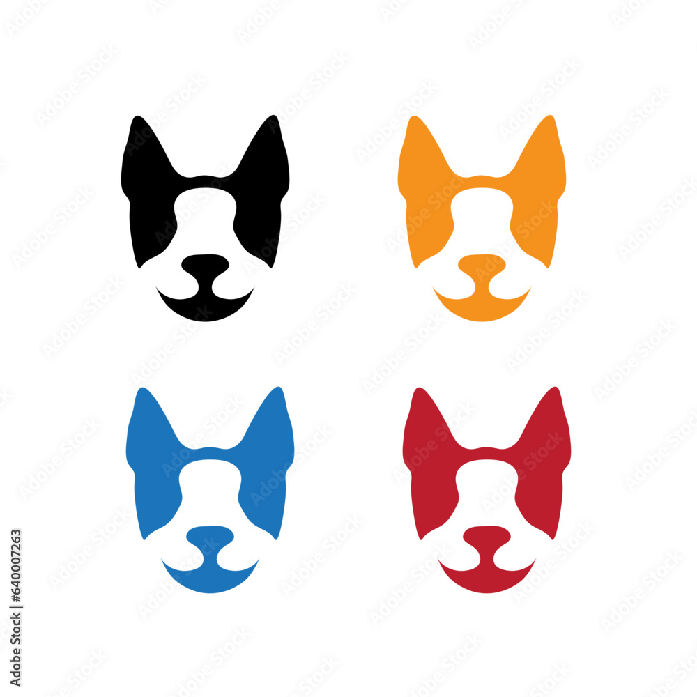 french bulldog head simple vector logo set french bulldog head simple vector logo set