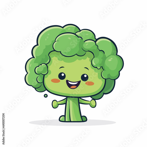 Brocolli in cartoon  doodle style. 2d vector illustration in logo  icon style. Black and white AI Generative