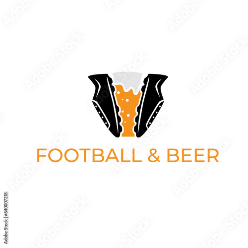 football shoes and beer glass negative space vector logo