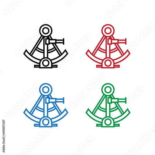 sextant in line art style simple vector logo set
