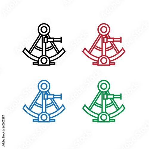 Foto sextant in line art style simple vector logo set