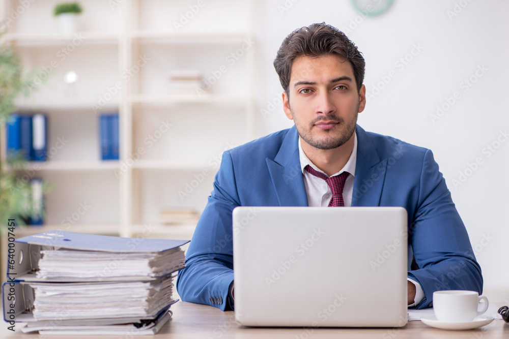 Young male employee working in the office Young male employee working in the office