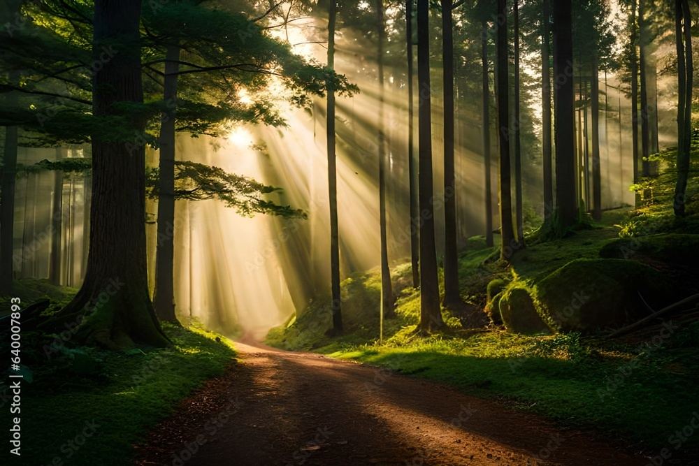 Obraz premium sunrise in the forest