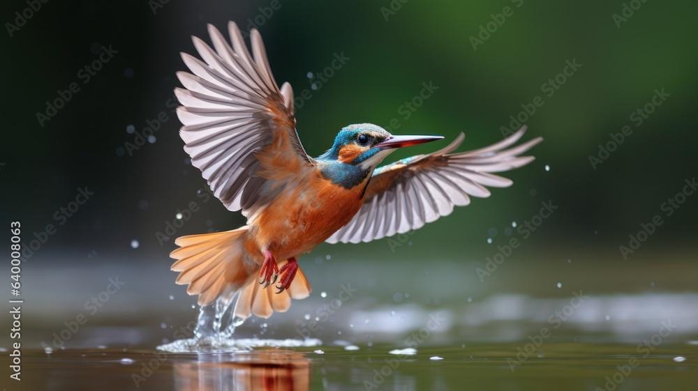 Obraz premium Kingfisher bird over water, in natural environment