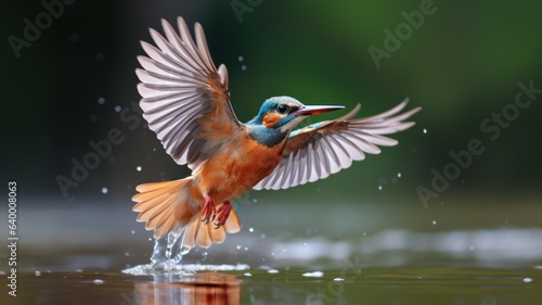 Kingfisher bird over water, in natural environment