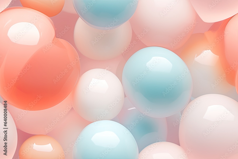 Seamless background of mix sizes orange and blue pastel 3d spheres