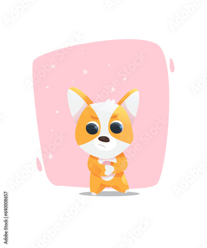 Illustration of corgi cute puppy in a angry mood 