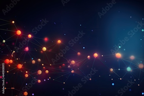 Abstract polygonal space low poly dark background with connecting dots and lines. Connection structure. 3d rendering, Abstract digital connection dots and lines. Technology background, AI Generated