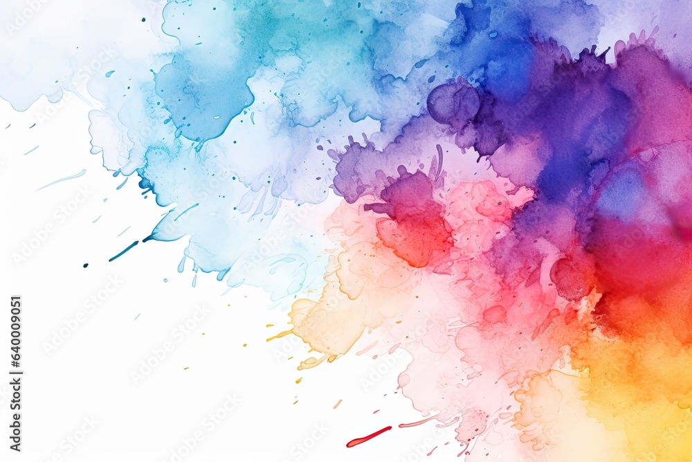 Abstract watercolor background. Hand-painted background. Colorful texture. Abstract expressionism background with watercolor splashes on the white background, AI Generated