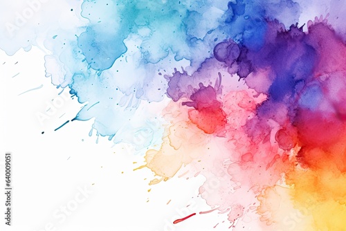 Abstract watercolor background. Hand-painted background. Colorful texture. Abstract expressionism background with watercolor splashes on the white background, AI Generated