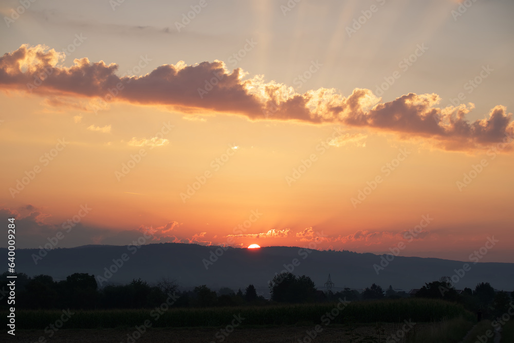 Fototapeta premium beautiful sunrise landscape in summer