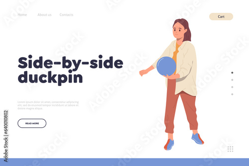 Side-by-side duckpin concept for landing page design template offering bowling club entertainment photo