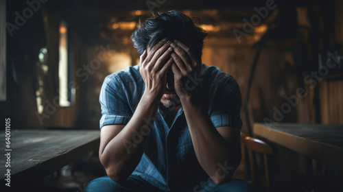 A person holding their head in their hands, overwhelmed by emotions