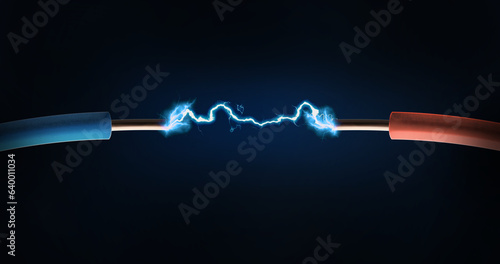 electric arc energy discharge spark between two cables