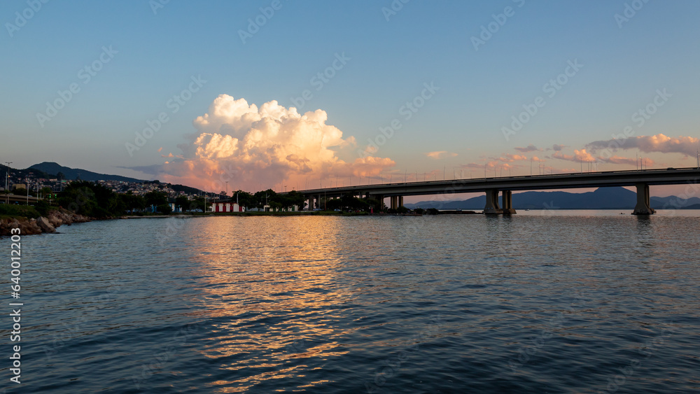 bridge at sunset Florianopolis Santa Catarina Brazil 