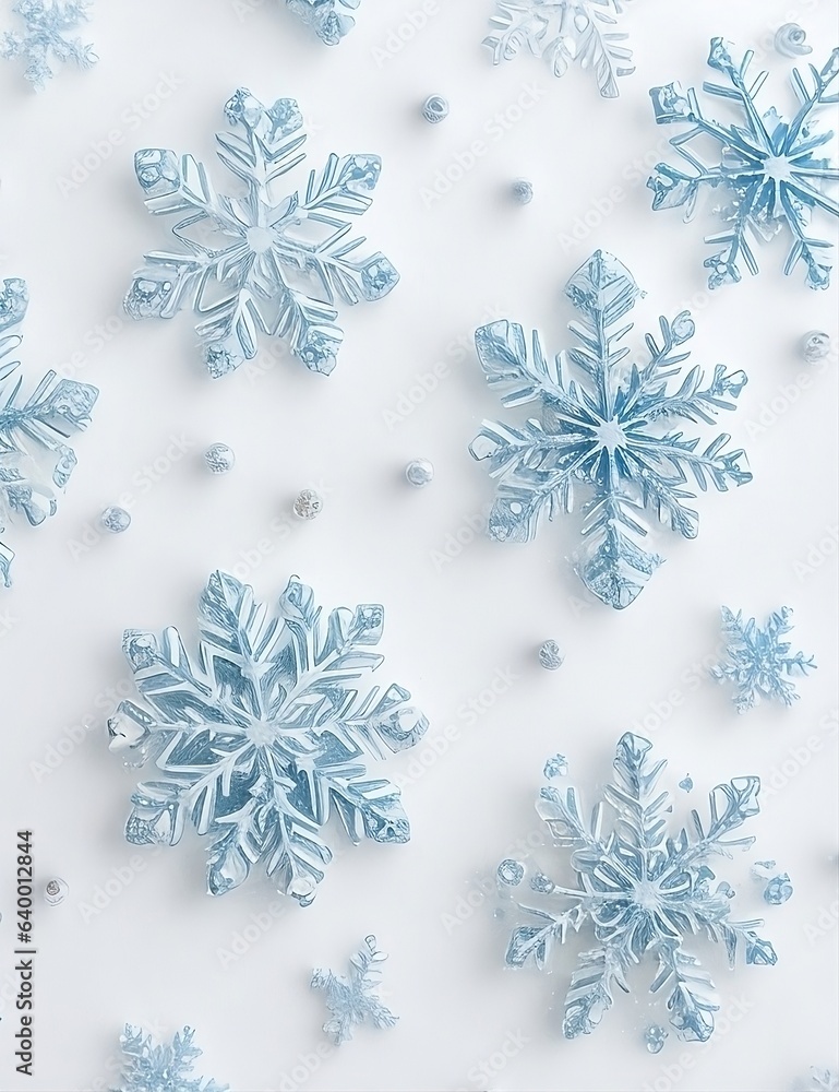 Pale Blue Snowflakes on a White Background for Wallpaper or Background - AI Generated Pale Blue Snowflakes on a White Background for Wallpaper or Background - AI Generated