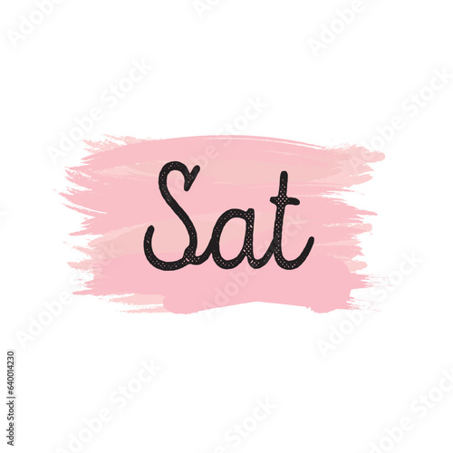 stickers with days of the week, day saturday on a spot with brush strokes