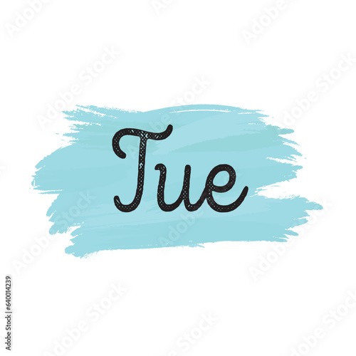 stickers with days of the week, day tuesday on a spot with brush strokes
