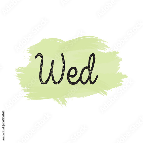 stickers with days of the week, day wednesday on a spot with brush strokes
