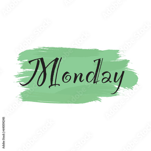 stickers with days of the week, day monday on a spot with brush strokes