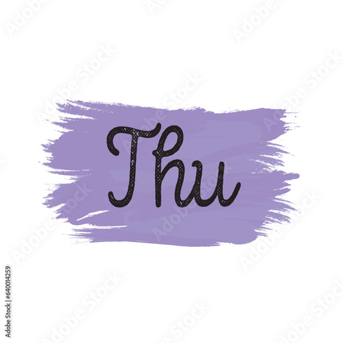stickers with days of the week, day thursday on a spot with brush strokes