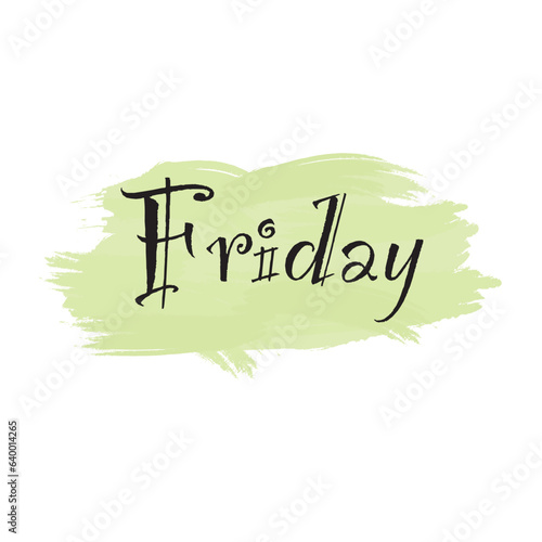 stickers with days of the week, day friday on a spot with brush strokes