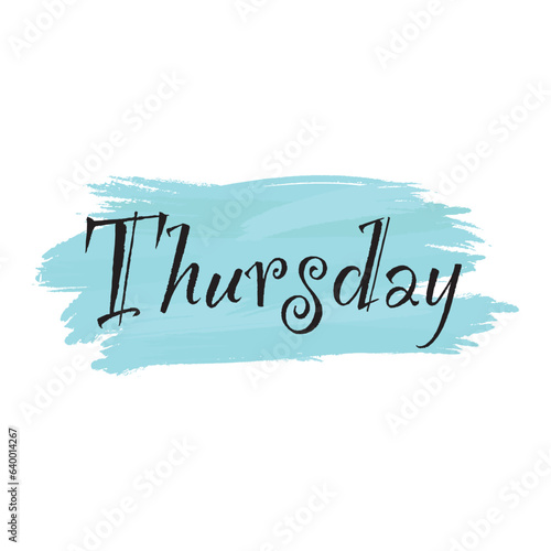 stickers with days of the week, day thursday on a spot with brush strokes