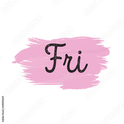 stickers with days of the week, day friday on a spot with brush strokes