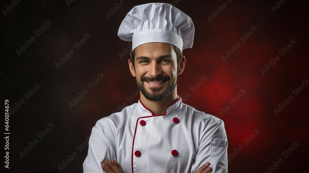 Professional handsome male chef professional photo, cooking in restaurant Professional handsome male chef professional photo, cooking in restaurant