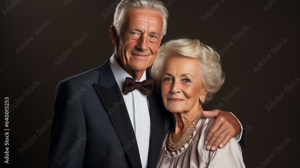 Handsome elderly couple happy on professional photo Handsome elderly couple happy on professional photo
