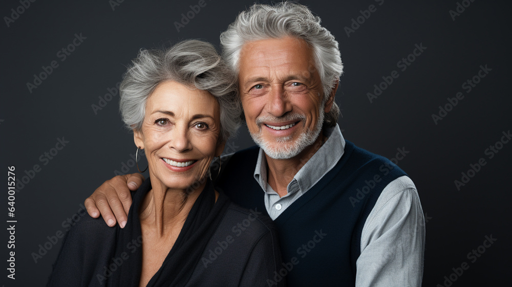 Handsome elderly couple happy on professional photo Handsome elderly couple happy on professional photo